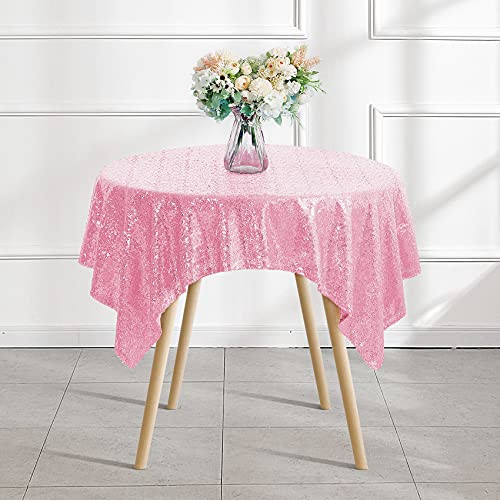 50"x50" Pink Sequin Tablecloth Square Glitter Pink Table Cloths for Birthday Wedding Bridal Baby Shower Party Decorations 50"x50" Pink Sequin Tablecloth Square Glitter Pink Table Cloths for Birthday Wedding Bridal Baby Shower Party Decorations