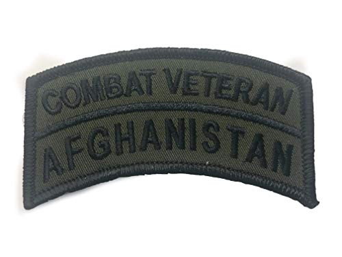 Afghanistan OD Combat Veteran Embroidered tab - 2" X 3 1/2" Wax Backed- merrowed Edge- Olive drab Veteran Patch - Operation Enduring Freedom - US Military Veteran - Afghanistan Combat Veterans