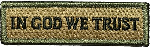 in God We Trust Morale Tactical Tab Patch 1"x3 3/4" Hook and Loop Fasteners Backing - Multitan - by Ranger Return -RR-TACT-IGOD-00WE-TRST-0TAB-MULT-
