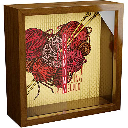 Grandma Gifts - 6x6x2 Wooden Shadow Box with Glass Front - Special Memory Frame Box - Memorabilia Gift for Grandmas - Special Keepsake for Nana from Grandchildren - Framed Decor for Grandmother