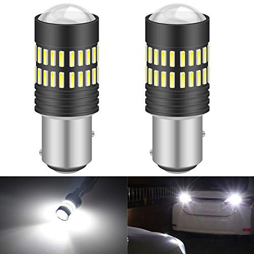 KATUR 2 X 1200 Lumens Super Bright 1157 BAY15D 2057 2357 7528 LED Bulbs 4014 48-EX Chipsets with Projector for Back Up Reverse Lights DRL Turn Signal Lights Tail Brake Lights- Xenon White 9-30V