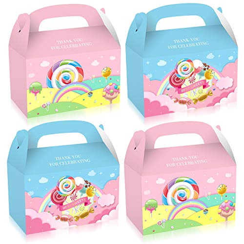 Cieovo 24 Pack Candyland Goodie Gift Boxes- Lollipop Paper Gift Boxes Bags for Sweet Candy Theme Kids Birthday Wedding Baby Shower Party Supplies Decoration