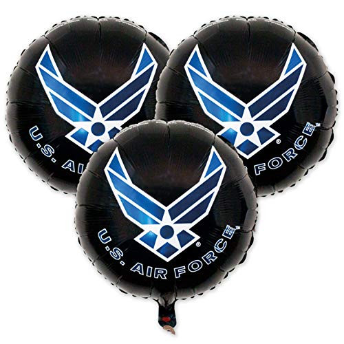 Havercamp U.S. Air Force Balloons -3 Pcs.-- 18 Round Mylar Balloons with the Air Force Logo. Officially Licensed by the U.S. Air Force Military.
