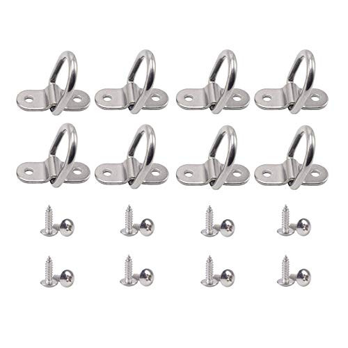 8 Pack D Ring Tie Down Anchors Lashing Rings- 1/4'' D-Ring 1200 lbs Capacity Trailer Anchors Points with Mounting Bracket  and  Screw Tie Down Points for Trailers Trucks RV Campers SUV Cargo Boat