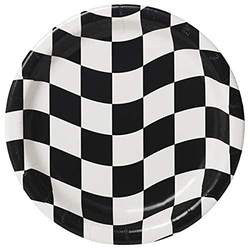 Creative Converting 8 Count Round Dinner Plates- Black and White Check