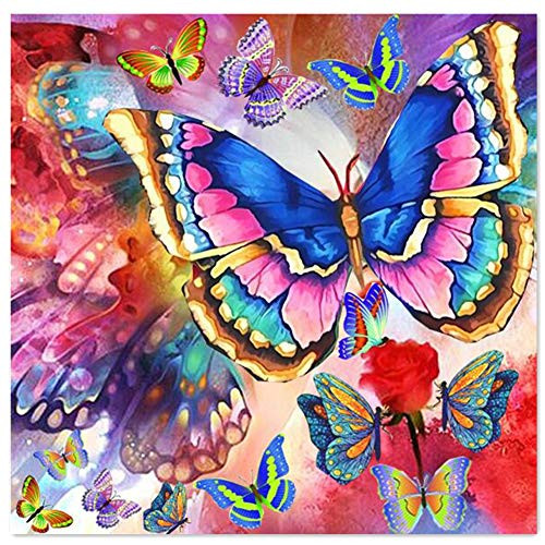 TianMaiGeLun Full Drill 5d Diamond Painting Kits Cross Stitch Craft Kit New DIY Kits for Kids Adults Paint by Number Kits -Butterfly- 30x30cm- Round Drill-