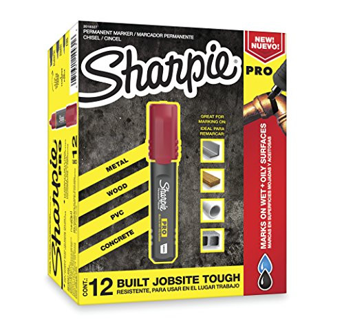 Sharpie Pro Permanent Marker, Medium, Chisel Tip, Red, 12-Count Marker (2018327)