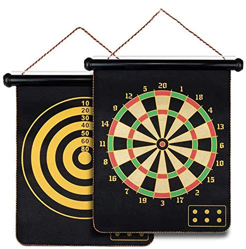Double Sided Magnetic Dart Board and Bullseye Game- 15 inch Dart Board with 6pcs Safe Darts for Kids and Adults Leisure Sports Games Gifts