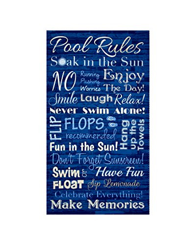 Timeless Treasures Pool Rules 24 In. Panel Blue Quilt Fabric- Blue