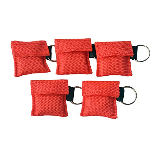 JTKENS CPR Face Shield First Aid CPR CPR Barrier CPR Emergency Kit First aid kit CPR mask with Keychain Pouch No Logo Red -5-