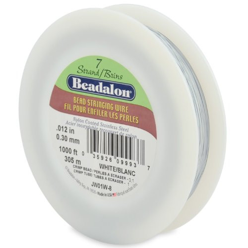 Beadalon 7-Strand Bead Stringing Wire, 0.012-Inch, White, 1000-Feet