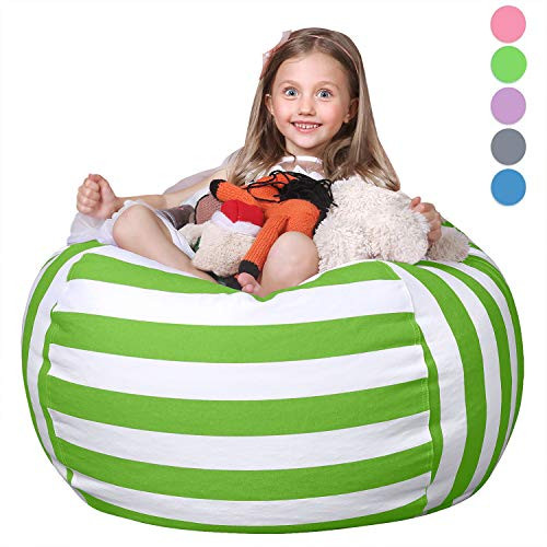 WEKAPO Stuffed Animal Storage Bean Bag Chair for Kids | 38" Extra Large Beanbag Cover for Child | 48" Quality YKK Zipper | Premium Cotton Canvas