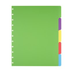 TUL Custom Note-Taking System Discbound Tab Dividers- Letter Size- 8 1/2" x 11"- Assorted Colors- Pack of 5