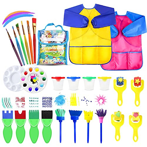 EVNEED Sponge Paint Brushes Kids-26 Pcs Painting Brushes Drawing Tools Kits- Children Early DIY Learning Paint Sets for Kids Arts and Crafts for Toddlers EVNEED Sponge Paint Brushes Kids-26 Pcs Painting Brushes Drawing Tools Kits- Children Early DIY Learning Paint Sets for Kids Arts and Crafts for Toddlers
