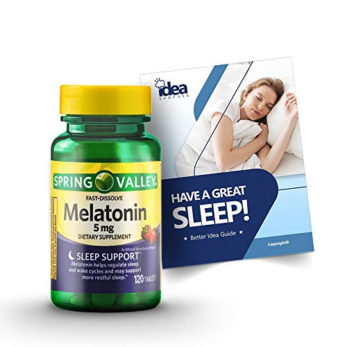 Melatonin Fast-Dissolve Tablets- 5mg by Spring Valley -1 Pack 120ct-  Plus  Have a Great Sleep - Better Idea Guide©
