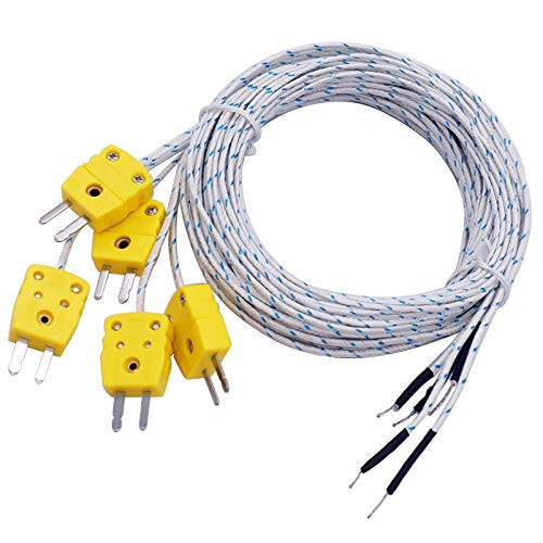 Twidec/5Pcs K-Type Mini-Connector Probe Thermocouple Temperature Sensor 3M Line Length Temperature Range: -50~400 C?-58~752??