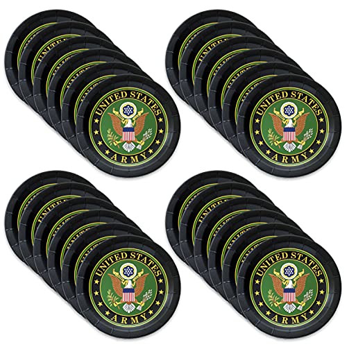 Havercamp U.S. Army 9" Plates -24 pack- 24 Lg. Dinner Plates in U.S. Army Crest. Officially Licensed U.S. Army Party Collection.
