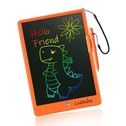 LCD Writing Tablet CARRVAS 10 Inch Colorful Drawing Pad for Kids Erasable Reusable Electronic Doodle Board Educational Learning Toy Gifts for 3 4 5 6 7 Years Old Toddler Boys Girls Home School-Orange-