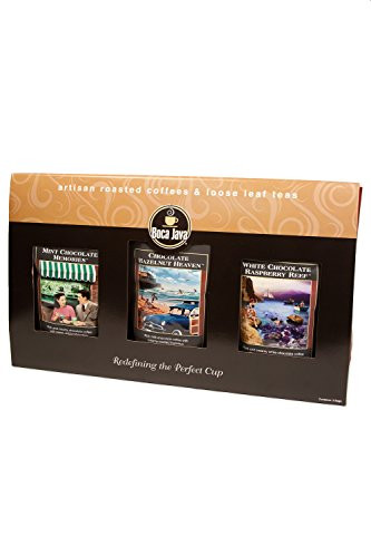 Chocolate Lover's Gourmet Coffee Gift, Includes Mint Chocolate, Chocolate Hazelnut & White Chocolate Raspberry Flavored Coffees, Ground, 8oz (Pack of 3)