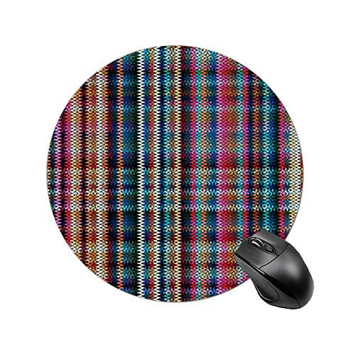 Round Table Mat Checks Fabric Tartan Round Mousepad for Laptop- Computer  and  PC- Non-Slip Rubber Base- Waterproof- Customized Gaming  and  Office Mouse Mat