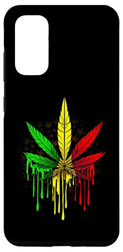 Galaxy S20 Dripping Paint Weed Leaf Melting Rasta Colors Case