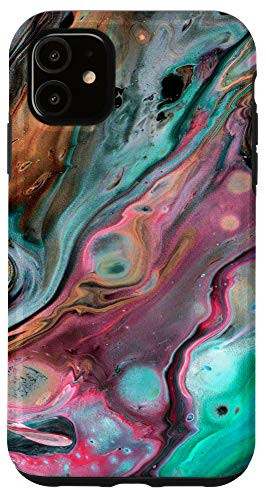 iPhone 11 Marbled Paint Swirl - Aqua Blue Pink Teal Case