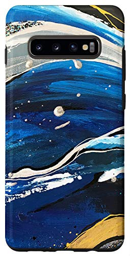 Galaxy S10 Plus  Abstract Paint II Blue - Black Design for Art Lovers Case