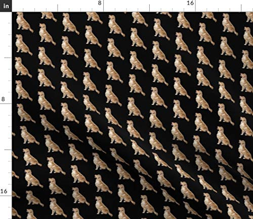 Spoonflower Fabric - Golden Retriever Dog Pet Animal Printed on Linen Cotton Canvas Fabric by The Yard - Sewing Home Decor Table Linens Apparel Bags