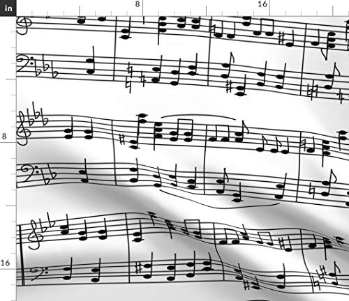 Spoonflower Fabric - Music Notes Large Printed on Linen Cotton Canvas Fabric by The Yard - Sewing Home Decor Table Linens Apparel Bags