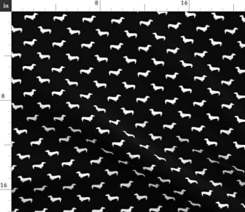 Spoonflower Fabric - Black White Dachshund Silhouette Dachshunds Dogs Dog Weiner Pet Printed on Linen Cotton Canvas Fabric by The Yard - Sewing Home Decor Table Linens Apparel Bags