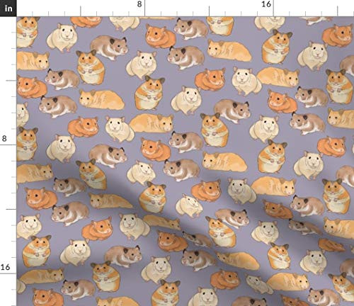 Spoonflower Fabric - Purple Hamster Sugar Pets Small Rodent Pet Exotic Printed on Linen Cotton Canvas Fabric by The Yard - Sewing Home Decor Table Linens Apparel Bags