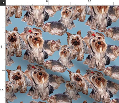 Spoonflower Fabric - Yorkshire Terrier Yorkies Dog Pet Dogs Printed on Linen Cotton Canvas Fabric by The Yard - Sewing Home Decor Table Linens Apparel Bags