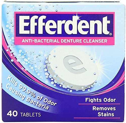 Efferdent Anti-Bacterial Denture Cleanser Tablets 40 ea -Pack of 3-