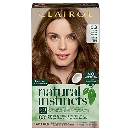 Clairol Natural Instincts Semi-Permanent Hair Dye- 6G Light Golden Brown Hair Color- 1 Count