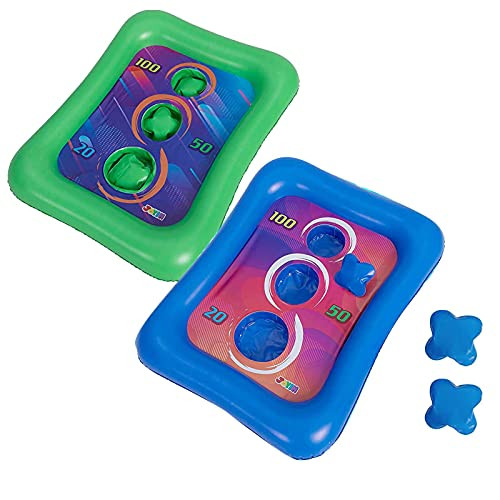 oftenrain 36" Inflatable Pool Ring Toss Games ? Swimming Pool Toys?Floating Toss Game for Kids Adults?Float Cornhole Board?Summer Pool Party Water Carnival Outdoor Beach Toys-3 Beanbags-