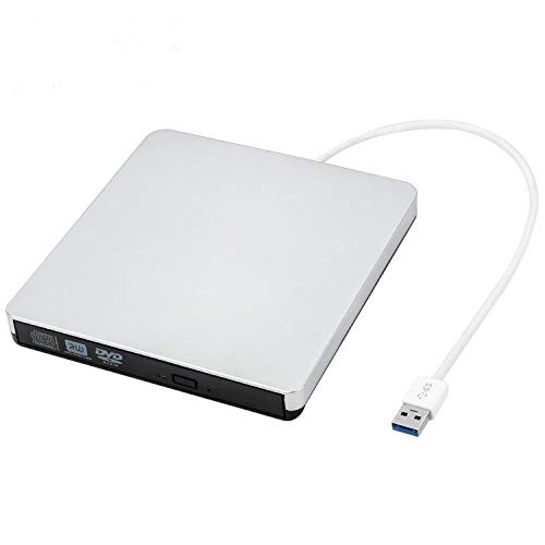 External CD/DVD Drive USB 3.0 Portable DVD Rewriter Slim External DVD/CD-RW Drive Burner for Laptop Desktop PC-Sliver