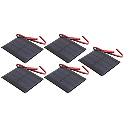 Fockety 5Pcs Mini Solar Panel-60 x 80 x 3MM Solar Cell Panel-DC 0.65W 1.5V Mini Solar Panel Battery Cell Board Module with 30cm Wire