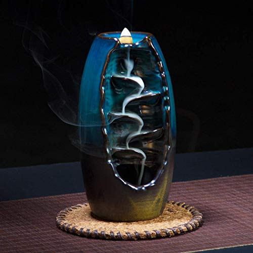 Mangetal Ceramic Waterfall Backflow Incense Burner Incenser Holder Home Decor Aromatherapy Ornament+ 10 Cone Incense Free, Incense Stick Holder Incense Burner (9x9x20.5CM) Mangetal Ceramic Waterfall Backflow Incense Burner Incenser Holder Home Decor Aromatherapy Ornament+ 10 Cone Incense Free, Incense Stick Holder Incense Burner (9x9x20.5CM)