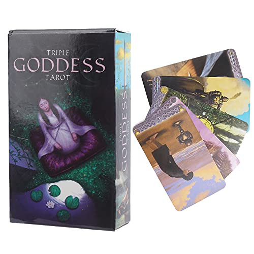 Tarot Cards Set-Three Goddesses Portable English Classic Tarot Cards-Games Guidance Divination Fate Playing Card Borderless Tarot Family Deck Board Games for Beginners/Expert Readers-79 Pcs