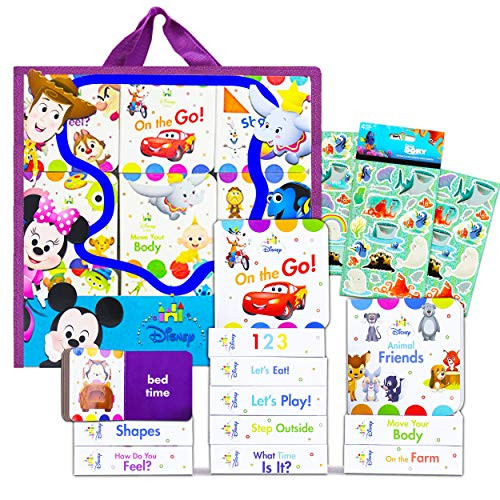 Disney Baby Board Books Set ~ 9 Disney Baby Books First Year- Mini Board Books for Babies and Toddlers with Stickers -Disney Baby Book Block Set-