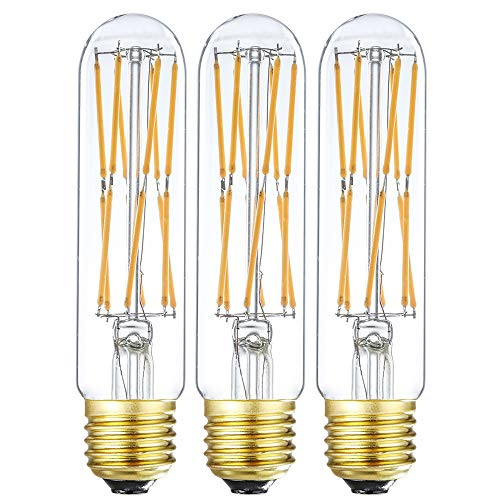 LEOOLS T10 Led Bulbs,12W Dimmable Tubular Bulb,100 Watt Incandescent Bulb Equivalent Edison Vintage LED Filament Light Bulb,E26,2700K Warm White,Clear Glass,for Cabinet Display Cabinet etc,3 Pack.