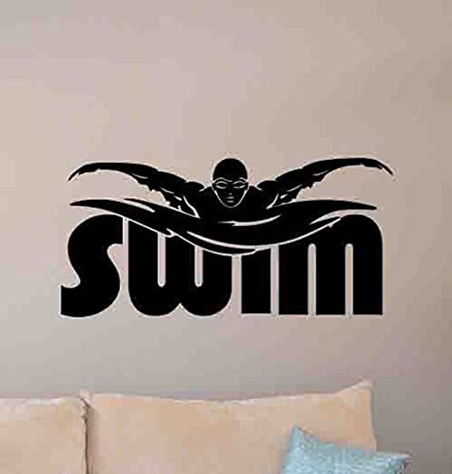 Diuangfoong Swim Wall Decal Swimming Poster Pool Sign Bathroom Decor Swimmer Gift Gym Vinyl Sticker Gift Swim Decor Sport Decals Swim Wall Art S1-215
