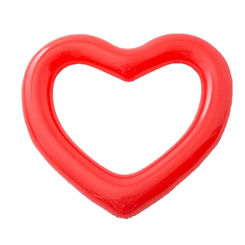 Amosfun Heart-Shaped Pool Float Inflatable Swim Rings Eco-Friendly Heart Swimming Pool Float Beach Pool Party Toy for Women Girls Valentines Day Gift