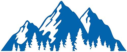 Mountain Forest Vinyl Sticker Decals for Car Bumper Window Laptop Tablet Phone -Blue- 12"-