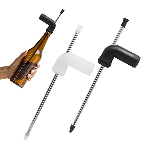 2 Pcs Beer Bong Funnel- Drink Snorkel with Valve Keychain Tool Bottle Opener- Premium Games Straight tube Funnel for Beer Drinking Games- College Parties -White and Black-