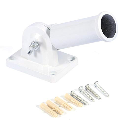 Adjustable Flag Pole Bracket Multi-Position Wall Mount Flag Pole Holder White Metal Flag Pole Windsock Base