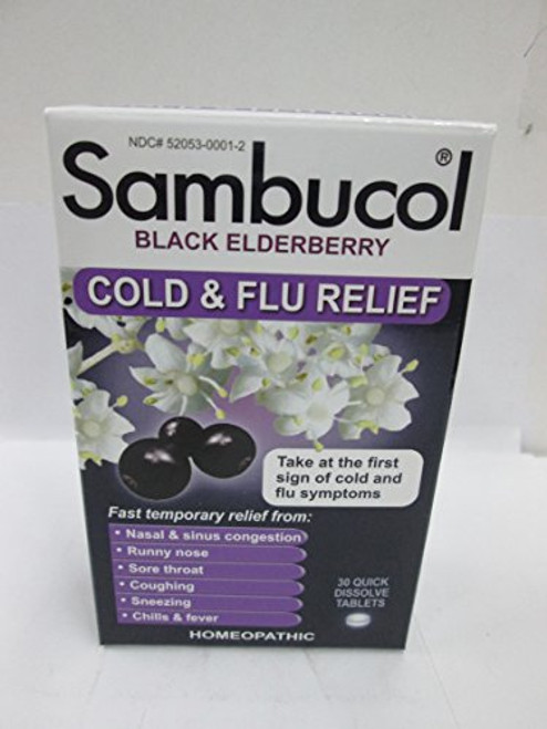 Sambucol Black Elderberry Cold and  Flu- 30 tab - Multi-Pack-