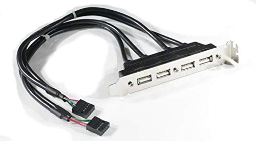 PCCables.com Quad USB 2.0 Ports with Full-Height Slot Mounting Bracket with 2.54mm Pitch USB connectors