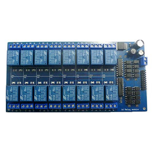 Eletechsup 16ch Multifunction RS485 RS232-TTL- PLC Modbus Rtu Module IO Control Switch Board for 5V 12V 24V Relay Board Motor LED -16ch Relay Board- 1-