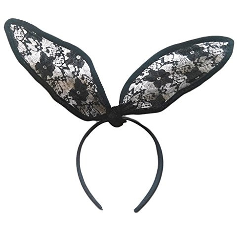 Goege Sexy Black Lace Headband Sweet Bunny Rabbit Ear Hair Band for Wedding Party Cosplay Costume Accessory-409CM